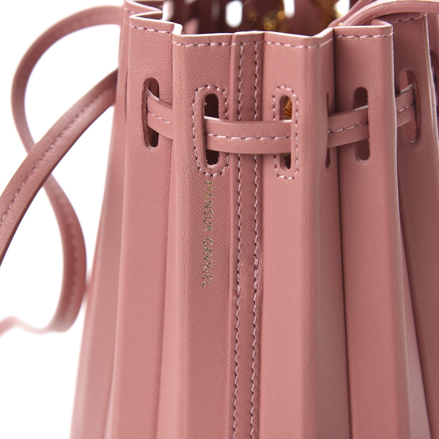 Mansur Gavriel Vegetable Tanned Calfskin Pleated Mini Bucket Bag Blush 9 of 9