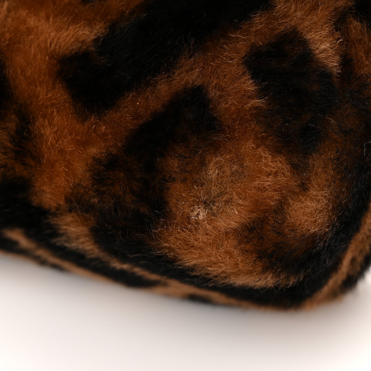 Shearling Vitello Dolce Macro FF 1974 Mini Baguette Tobacco Black