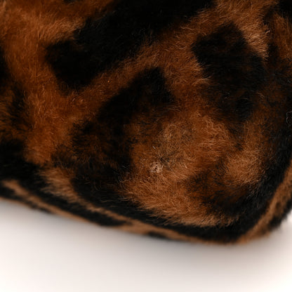 Fendi Shearling Vitello Dolce Macro FF 1974 Mini Baguette Tobacco Black 10 of 12