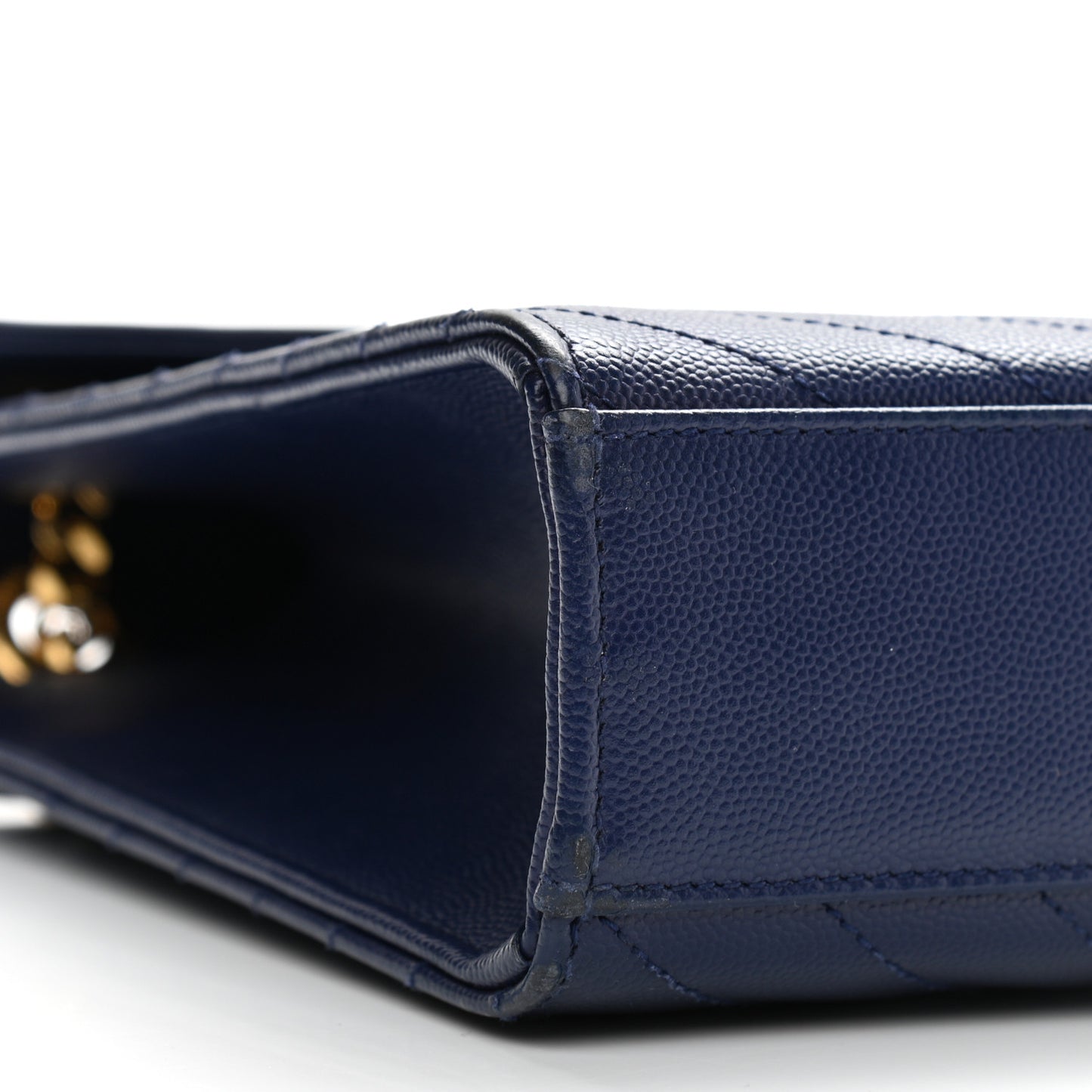 Grain De Poudre Matelasse Chevron Large Monogram Satchel Navy Blue