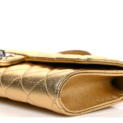 Chanel Metallic Caviar Quilted Top Handle Flap Clutch With Chain Gold 11 of 12