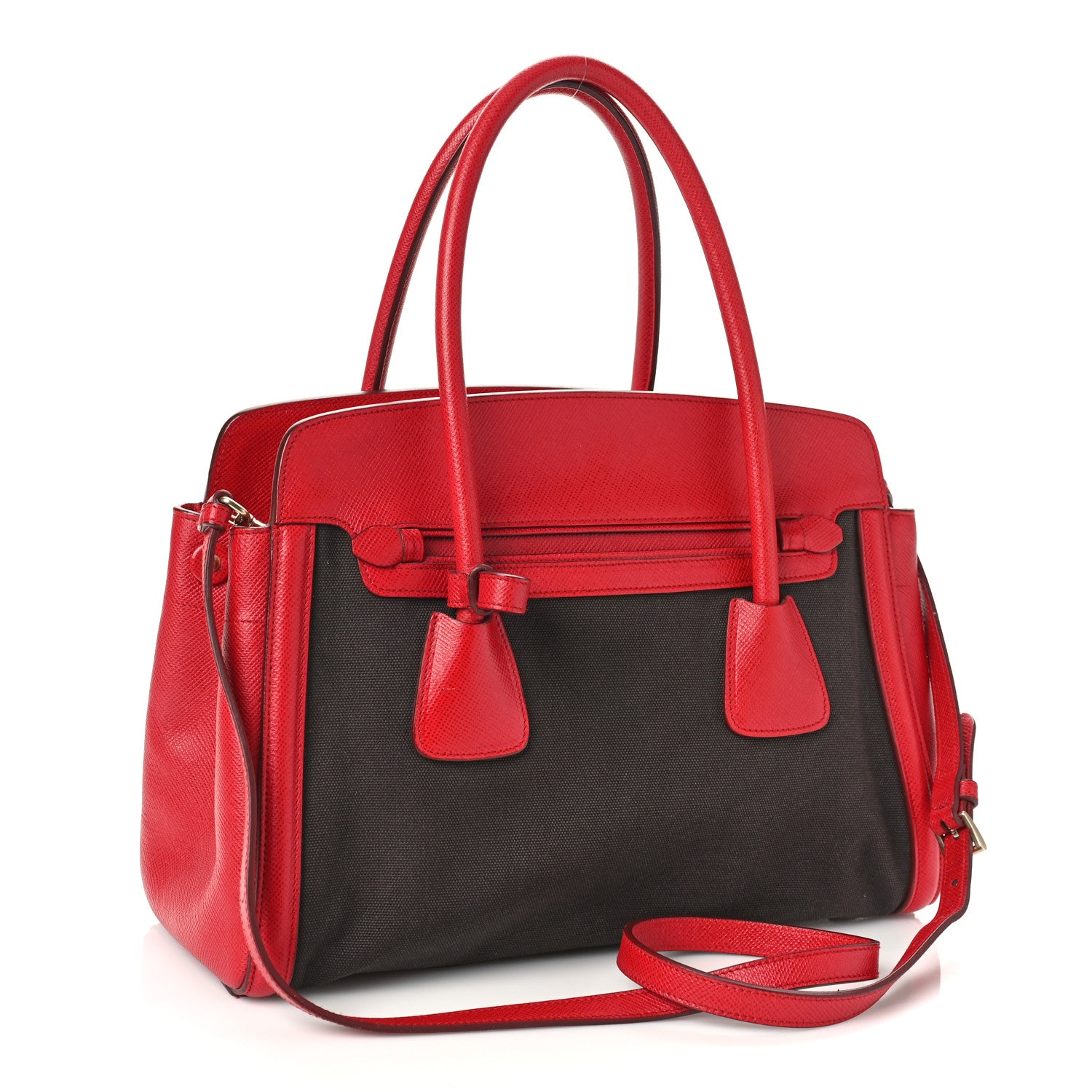 Prada Canapa Saffiano Cuir Tote Corda Fuoco 3 of 10