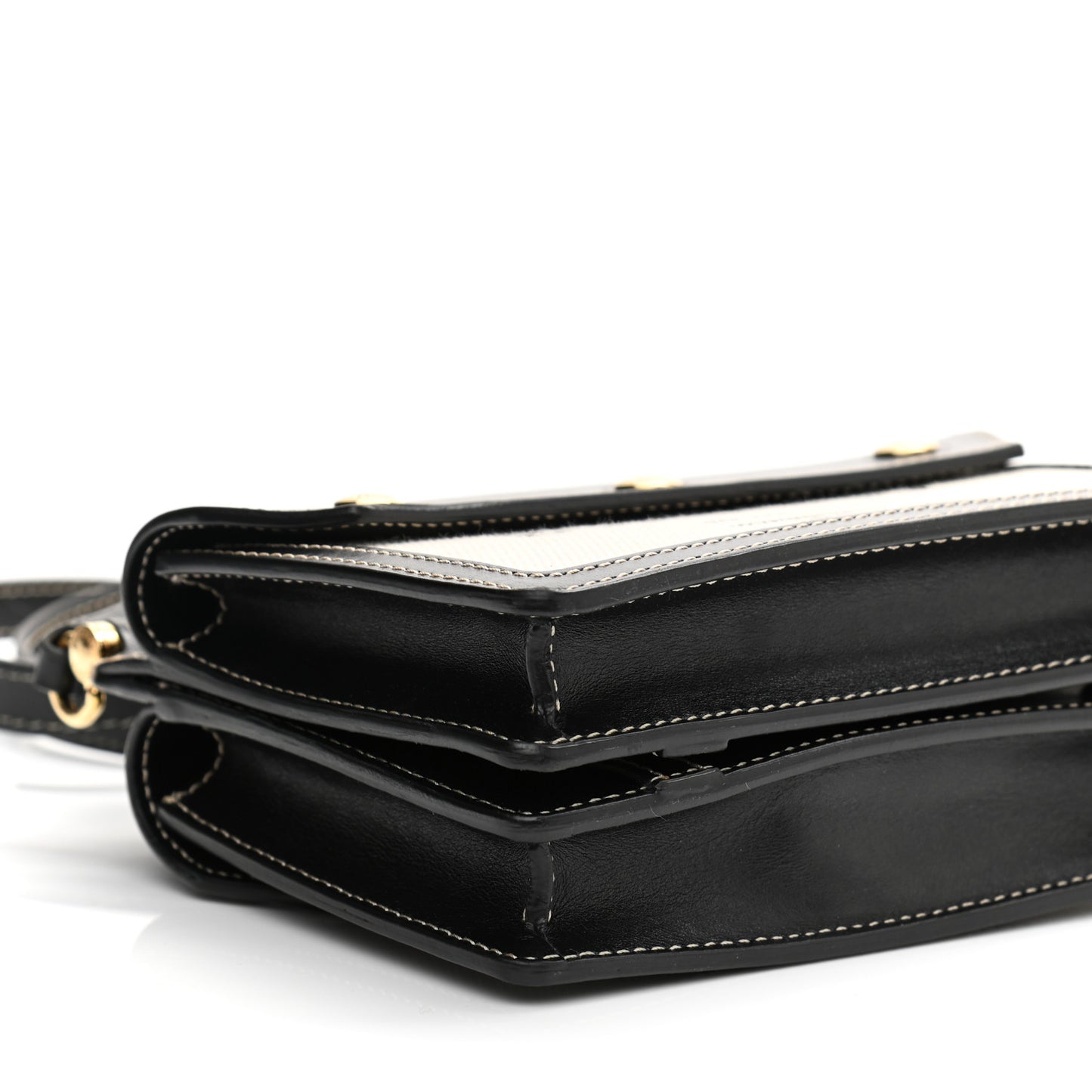 Smooth Calfskin Canvas Horseferry Print Mini Title Bag with Pocket Black