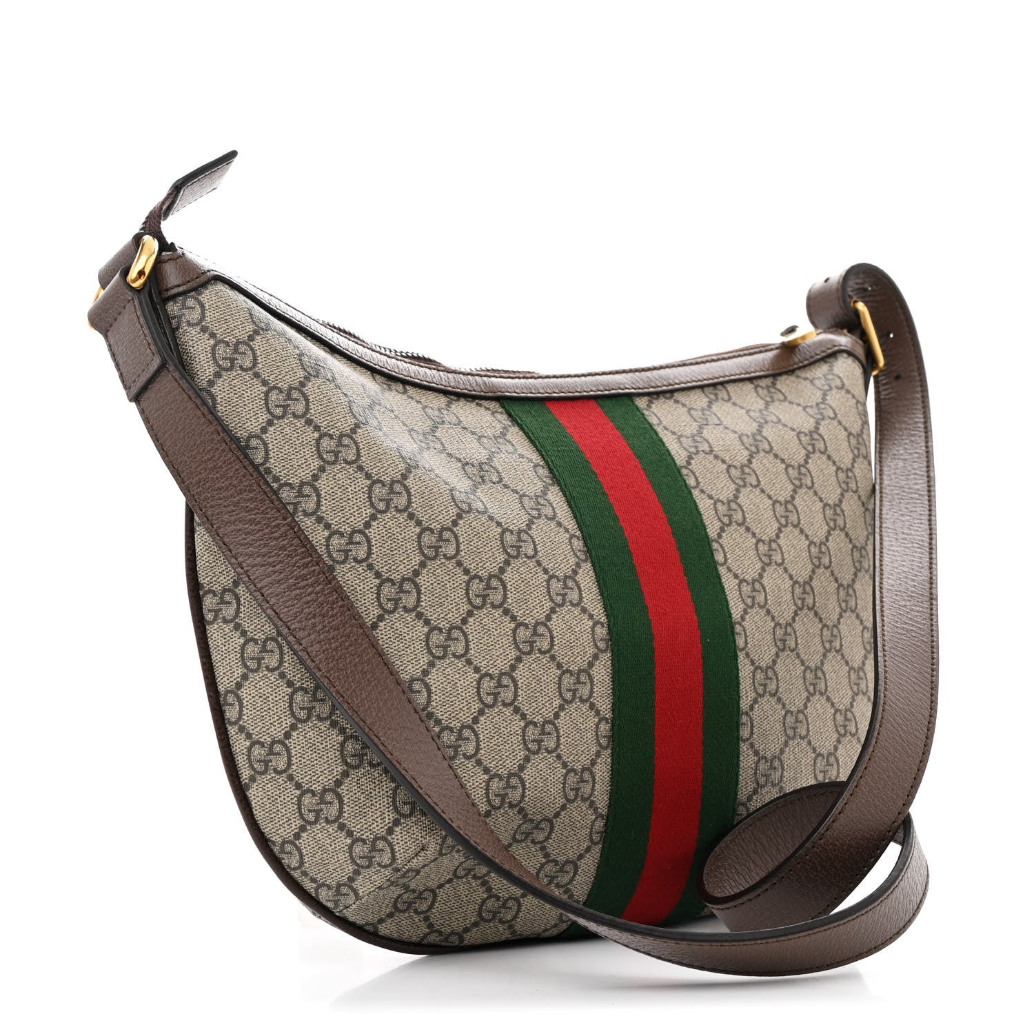 Gucci GG Supreme Monogram Web Small Ophidia Half Moon Hobo Brown 3 of 11