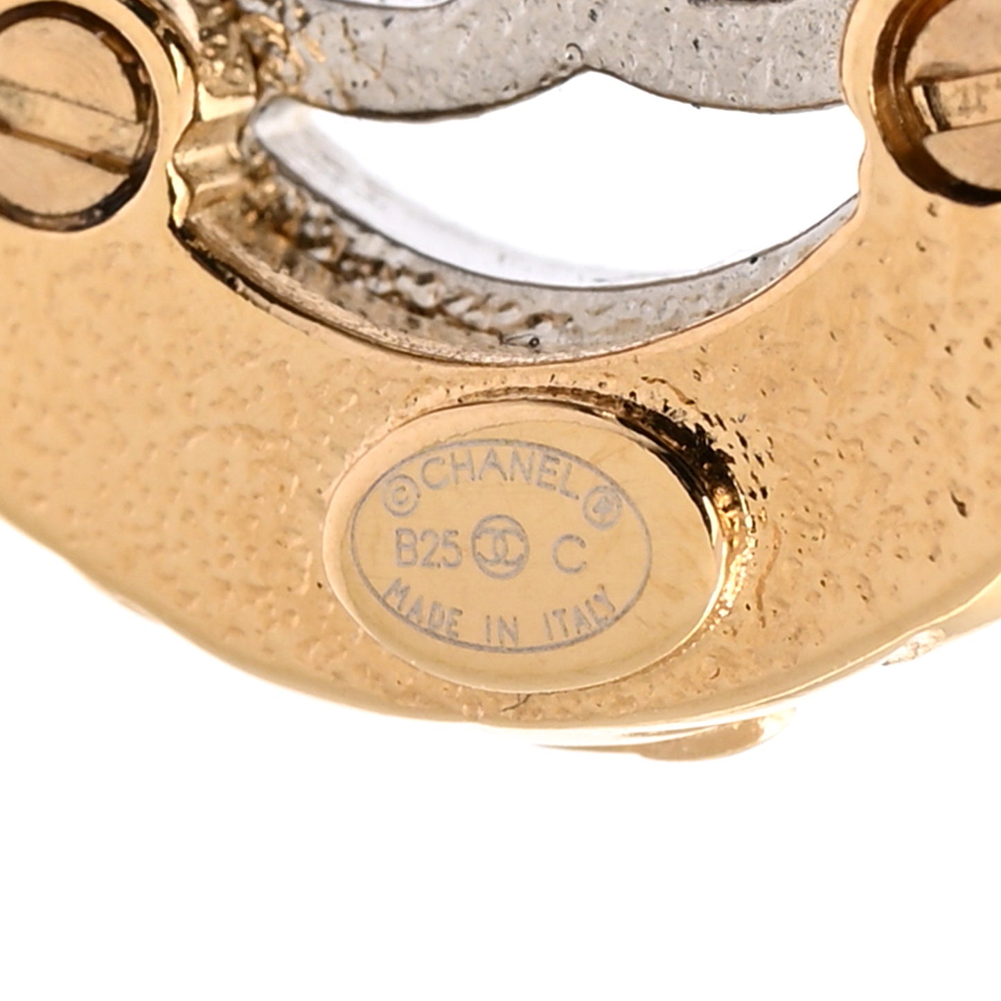 Crystal CC Round Earrings Gold