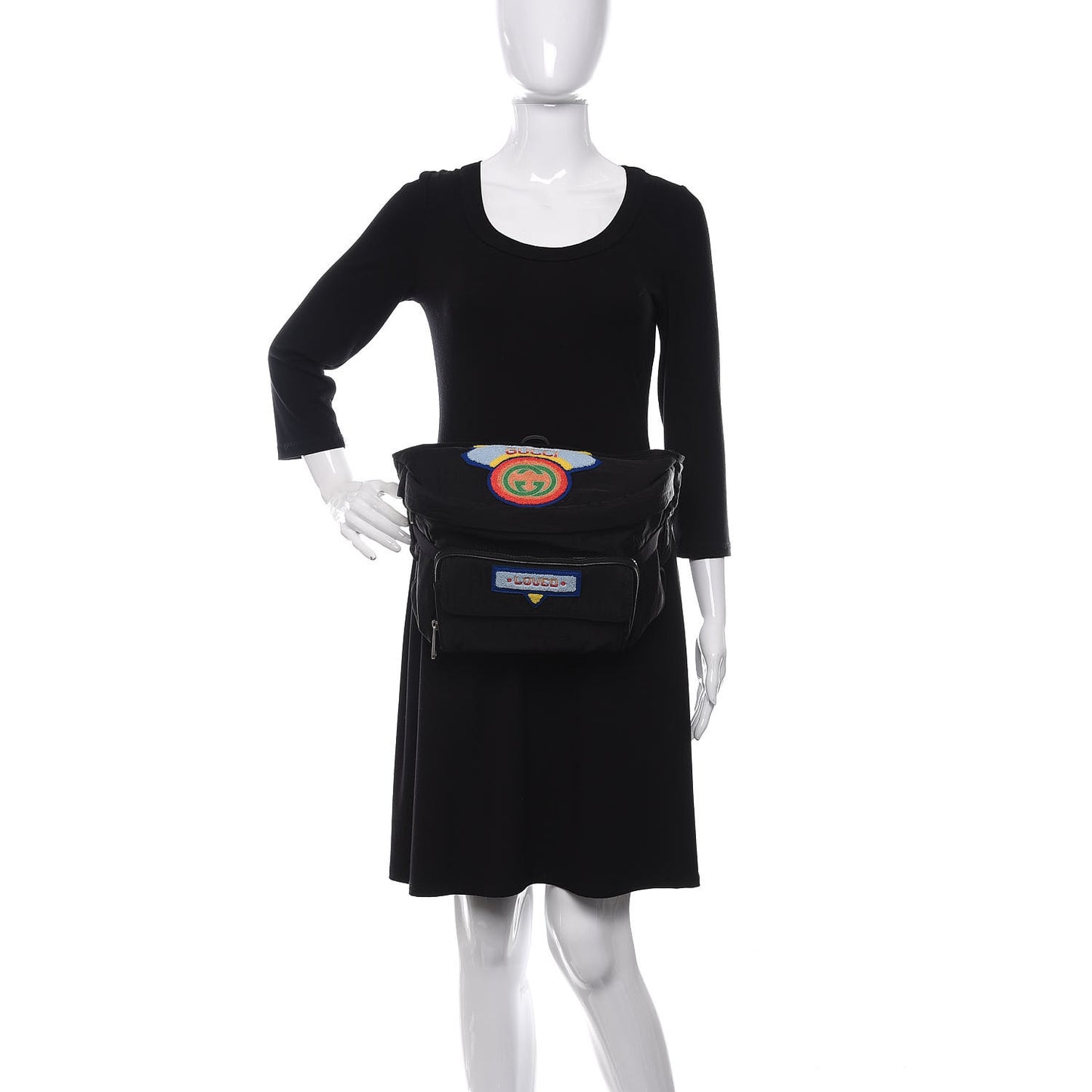 Nylon 80s Logo Patch Belt Bag Black