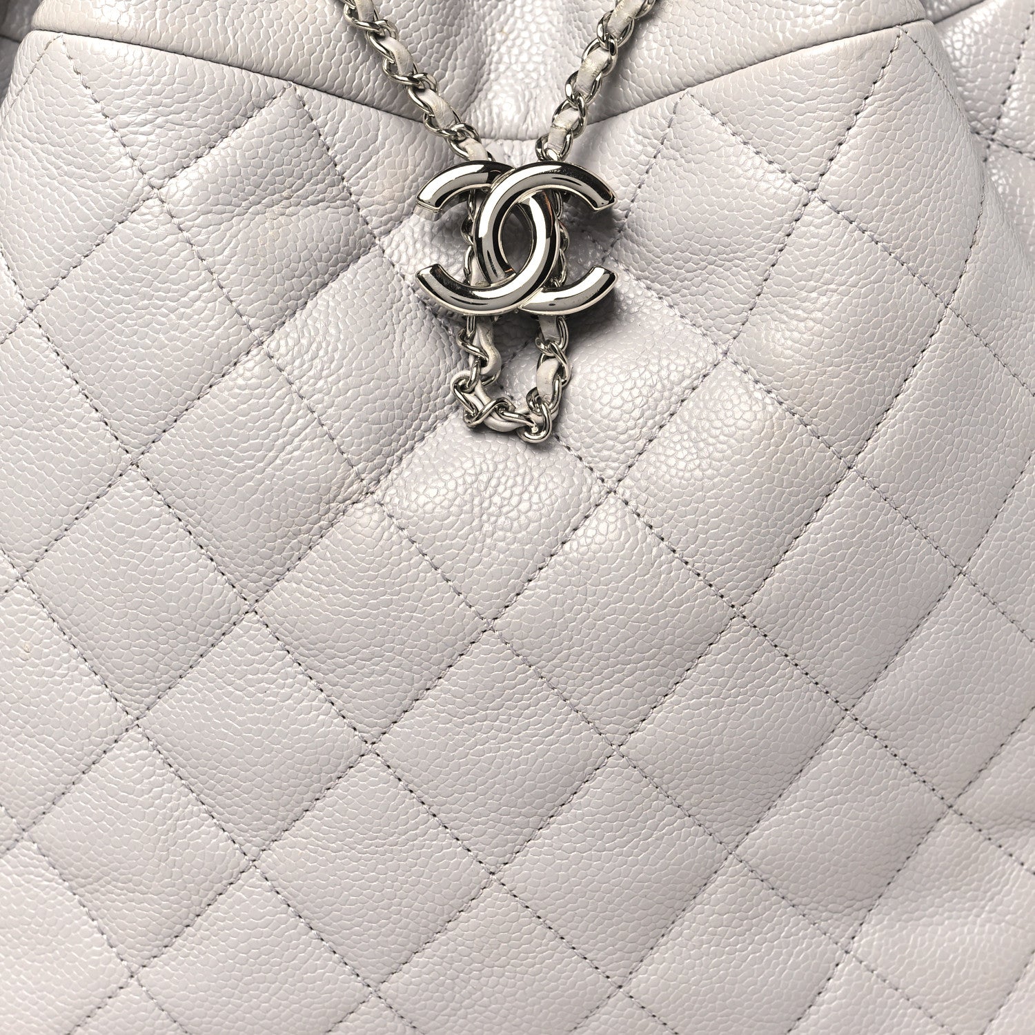 Chanel Caviar Quilted Small Chain Bucket Bag Light Gray 8 of 15
