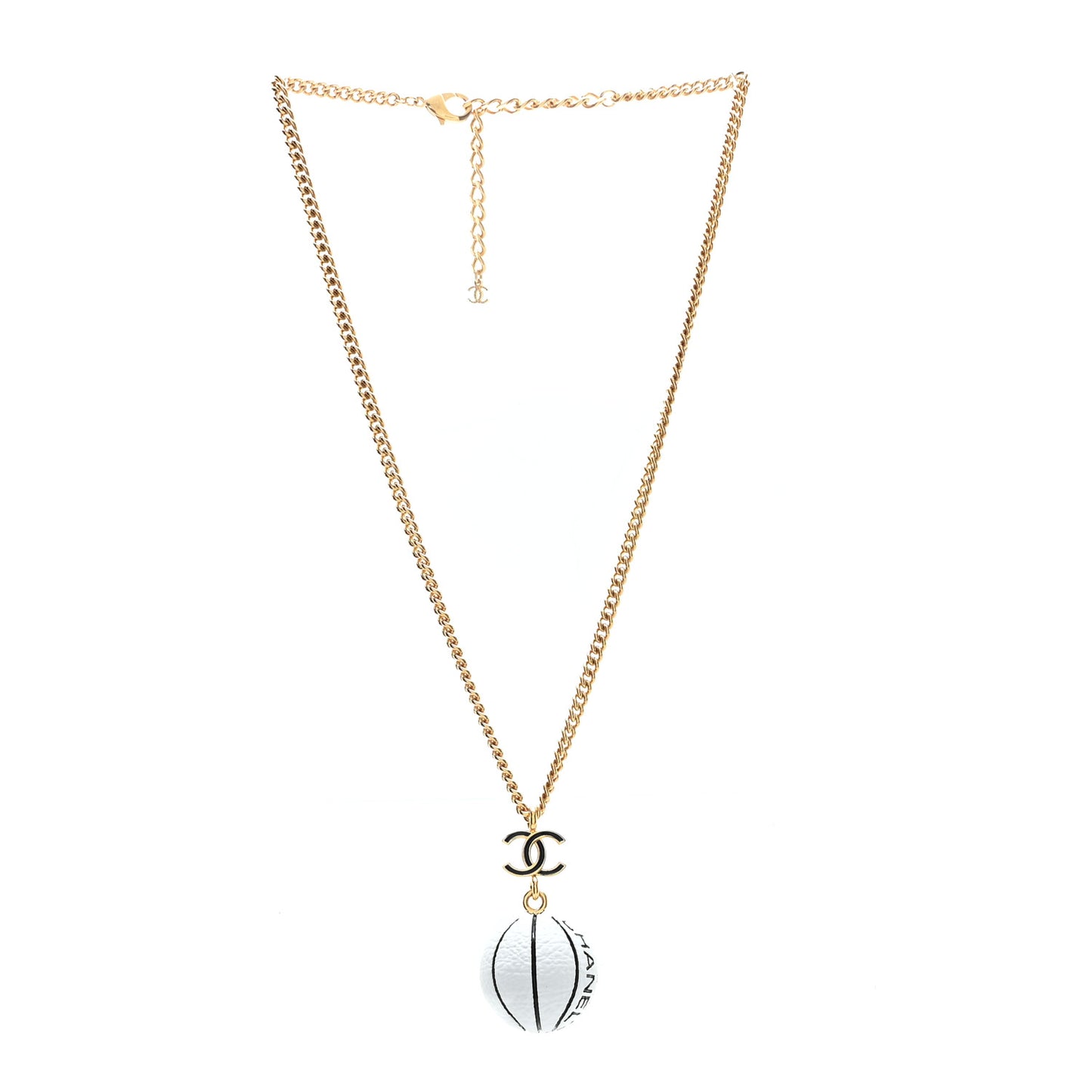 Resin CC Basketball Necklace Gold White
