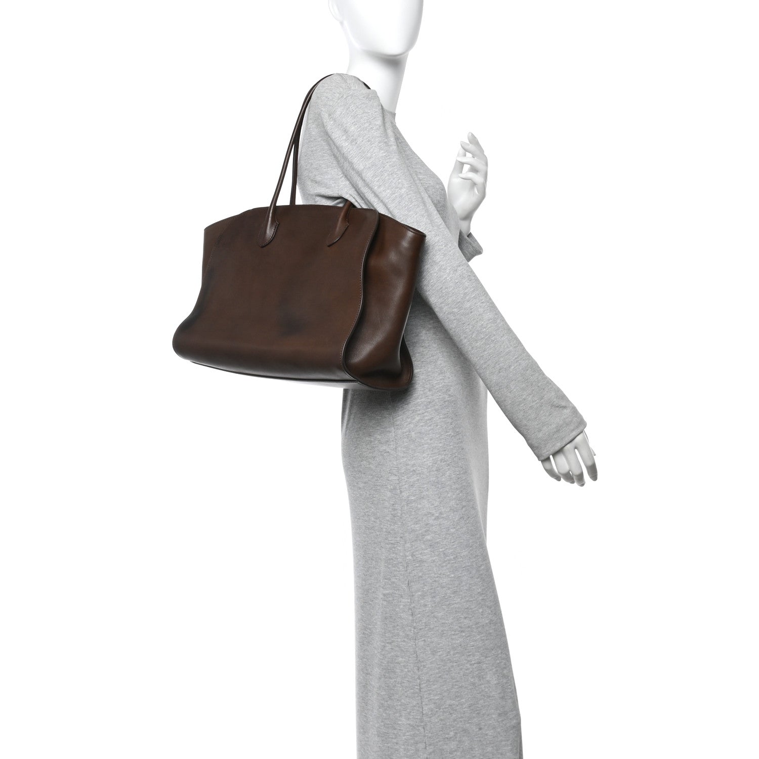 The Row Polished Saddle Calfskin Marlo 14 Dark Brown 2 of 12