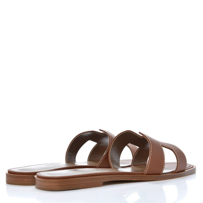 Hermes Box Calfskin Oran Sandals 37 Gold 4 of 11