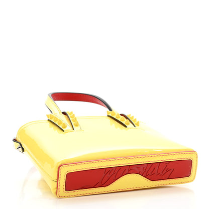 Christian Louboutin Patent Calfskin Spikes Mini East West Cabata Tote Yellow 4 of 11