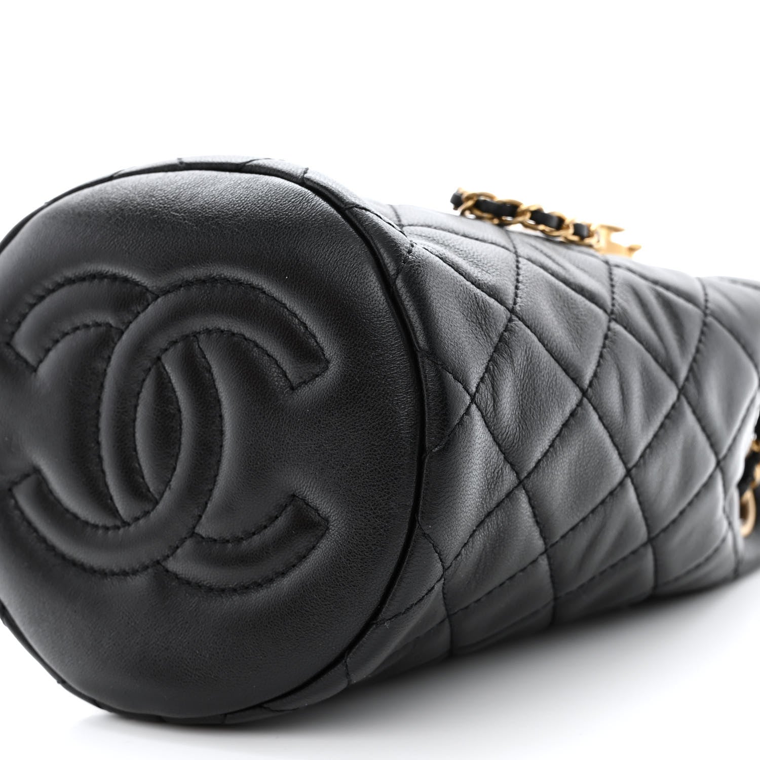 Chanel Lambskin Quilted Pearl Crush Drawstring Bag Black 10 of 11