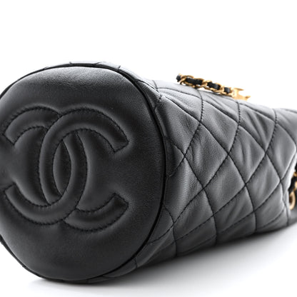 Chanel Lambskin Quilted Pearl Crush Drawstring Bag Black 10 of 11