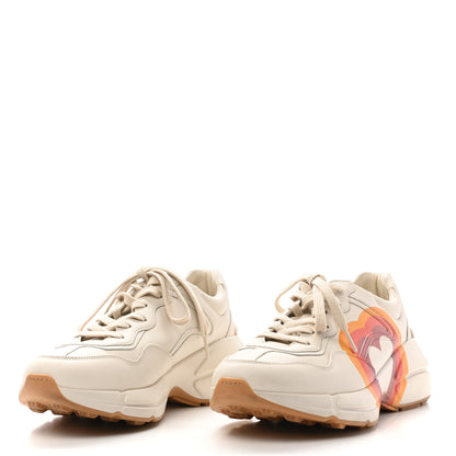 Gucci Calfskin Interlocking G Heart Rhyton Sneakers 40.5 Mystic White 3 of 8