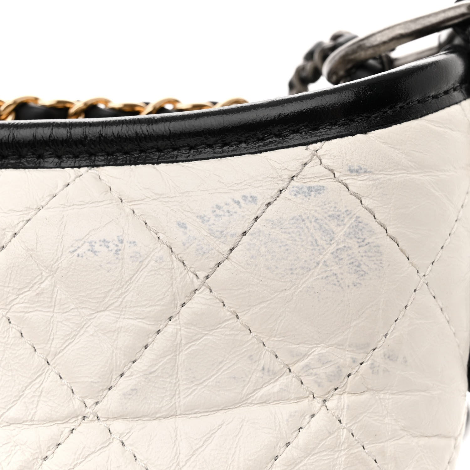 Chanel Aged Calfskin Quilted Small Gabrielle Hobo Black White 11 of 14