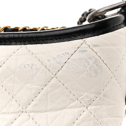 Chanel Aged Calfskin Quilted Small Gabrielle Hobo Black White 11 of 14