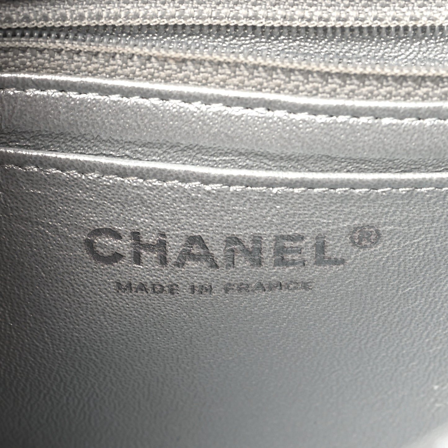 Metallic Lambskin Quilted Mini Square Flap Silver