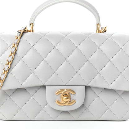 Chanel Lambskin Quilted Mini Top Handle Rectangular Flap Grey 8 of 10