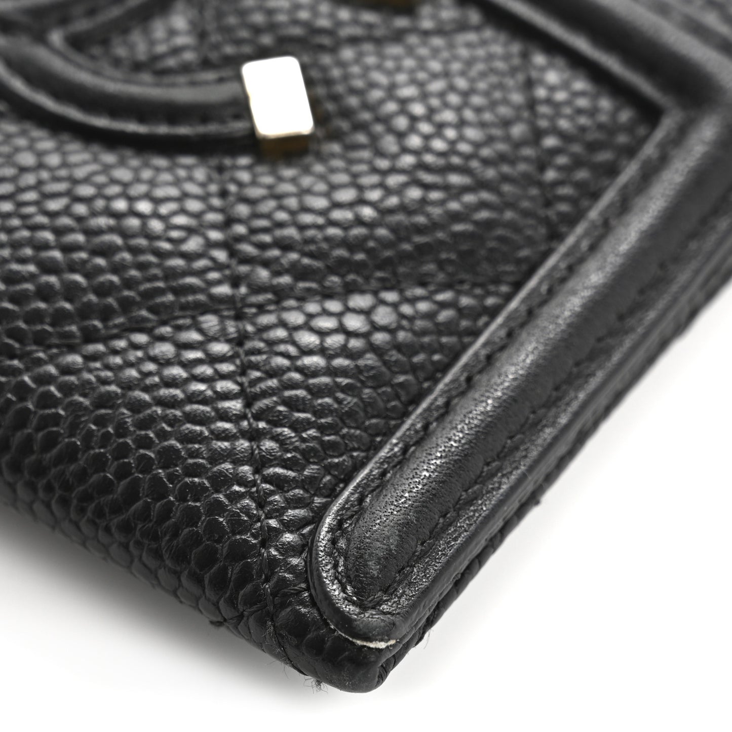 Caviar Quilted Filigree Card Holder Black
