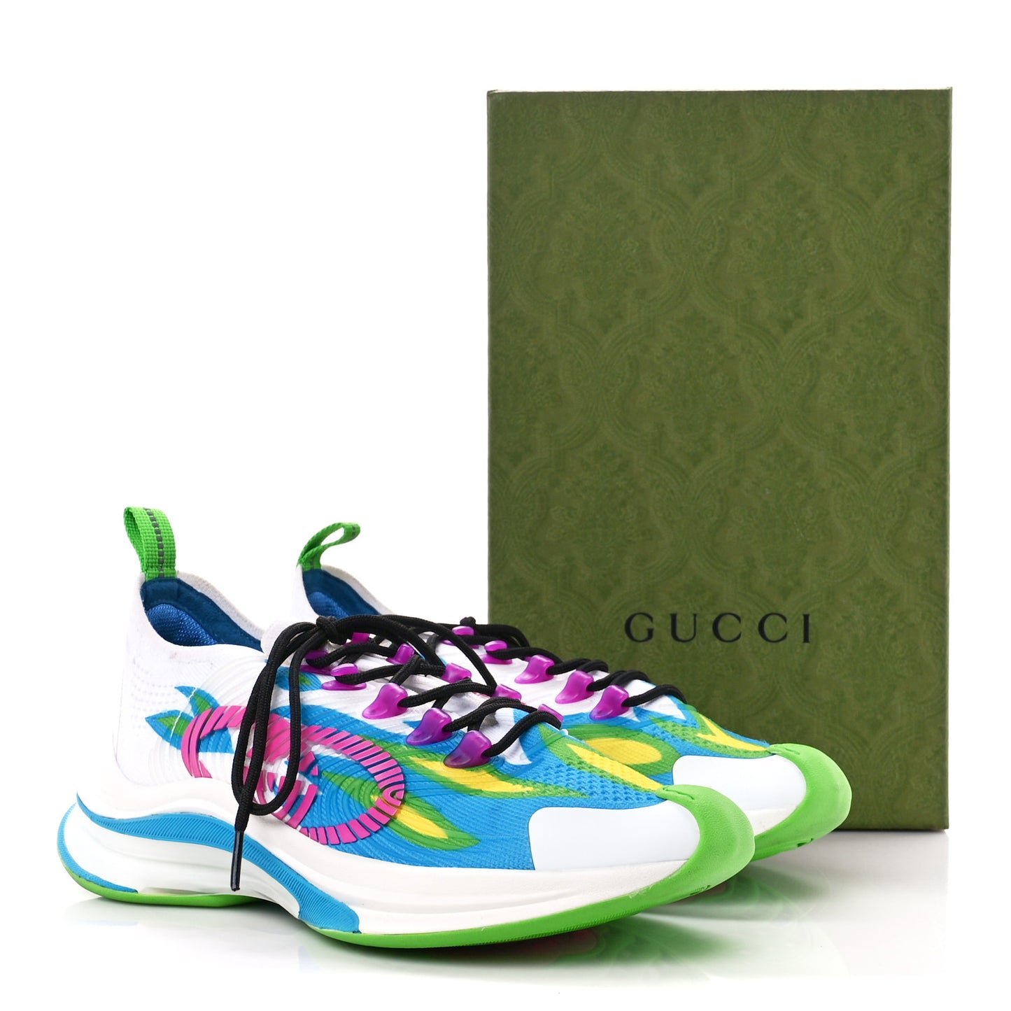 Technical Knit Fabric Waves Womens Gucci Run Sneakers 39 Multicolor