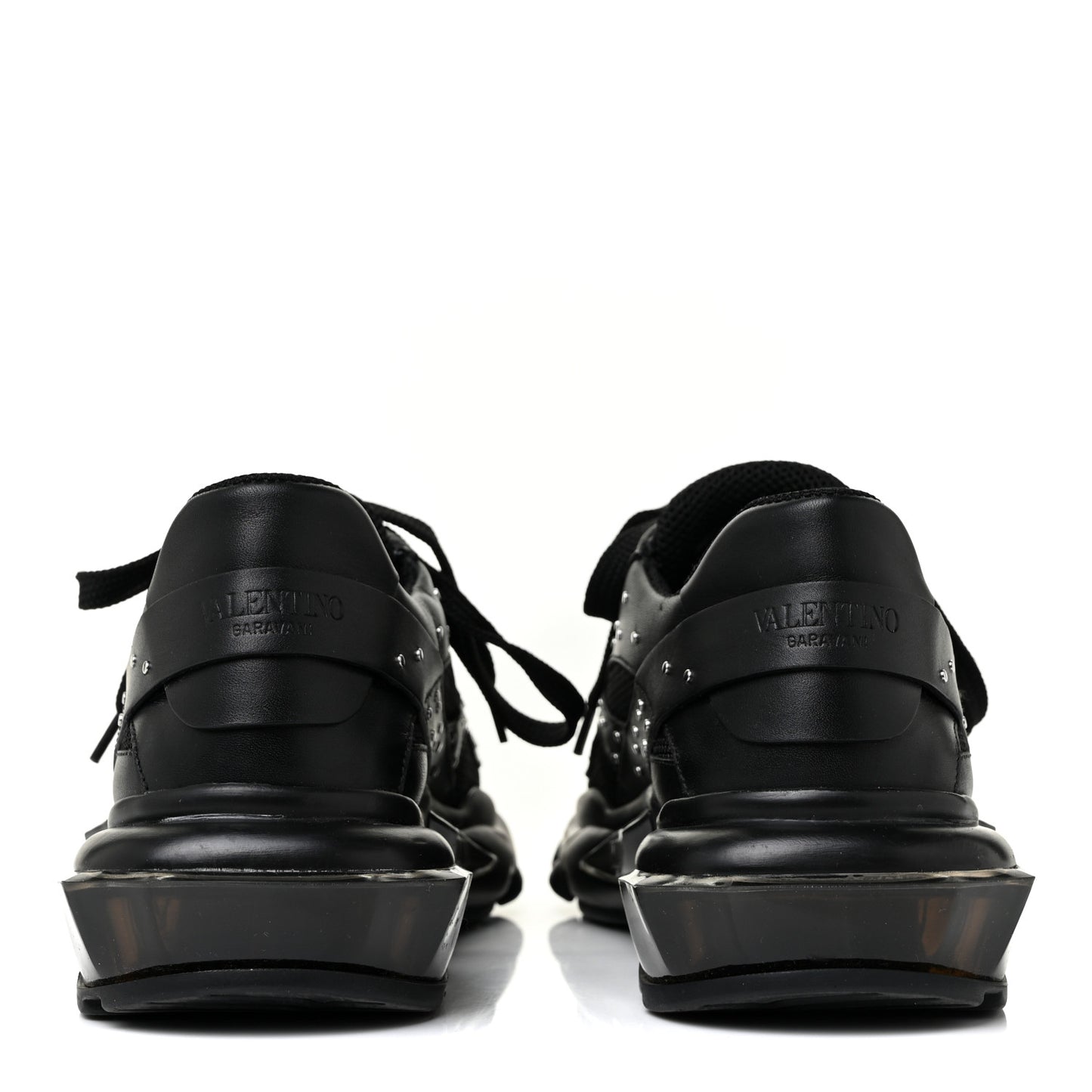 Calfskin Studded Womens Bounce Sneakers 36.5 Black