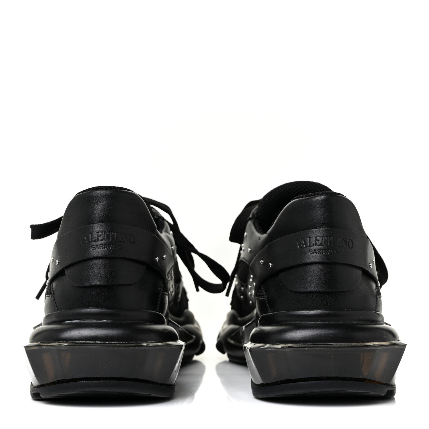 Valentino Garavani Calfskin Studded Womens Bounce Sneakers 36.5 Black 4 of 10