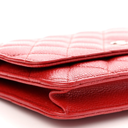 Chanel Caviar Quilted Wallet On Chain WOC Dark Red 10 of 13