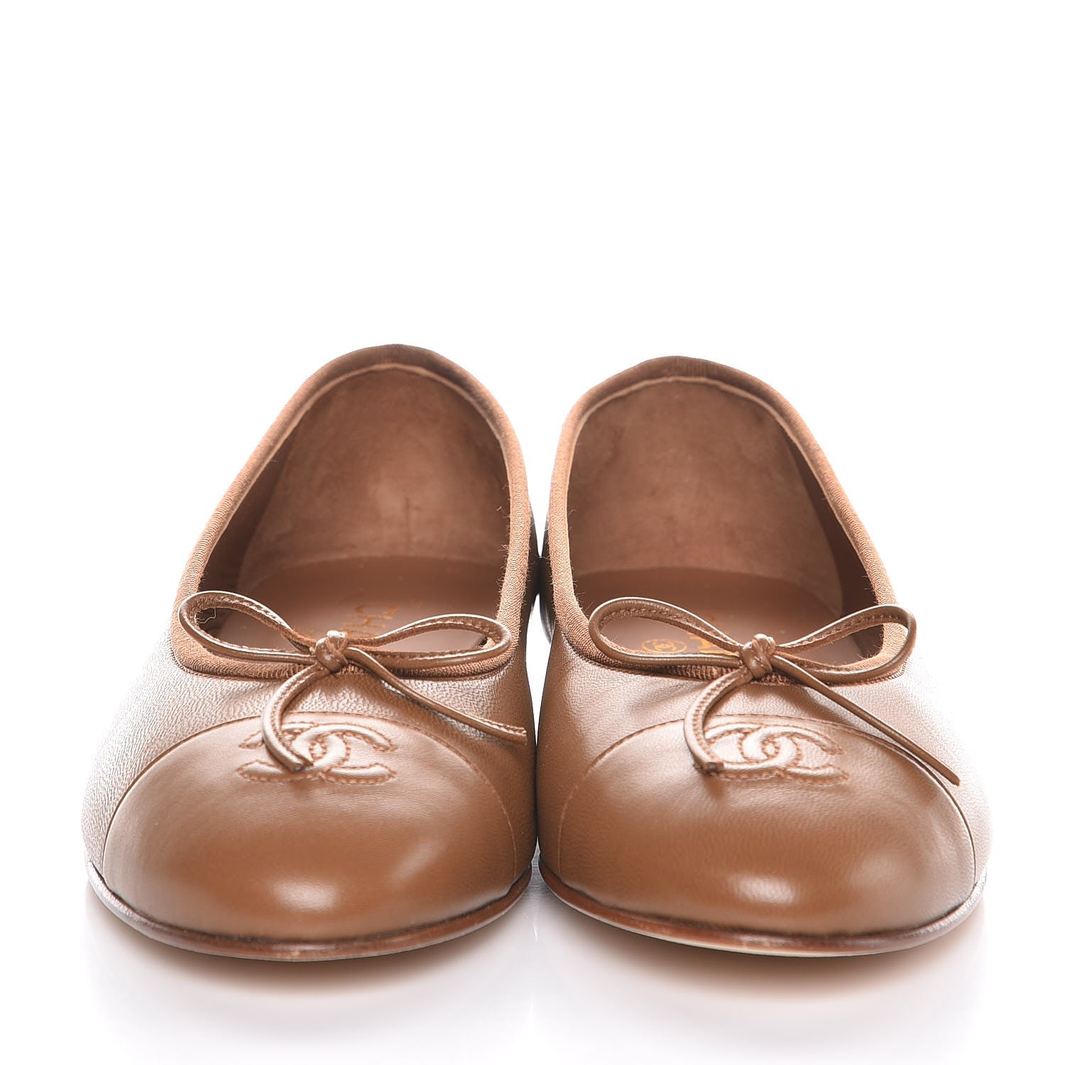 Chanel Lambskin Cap Toe Ballerina Flats 40.5 Camel 2 of 10