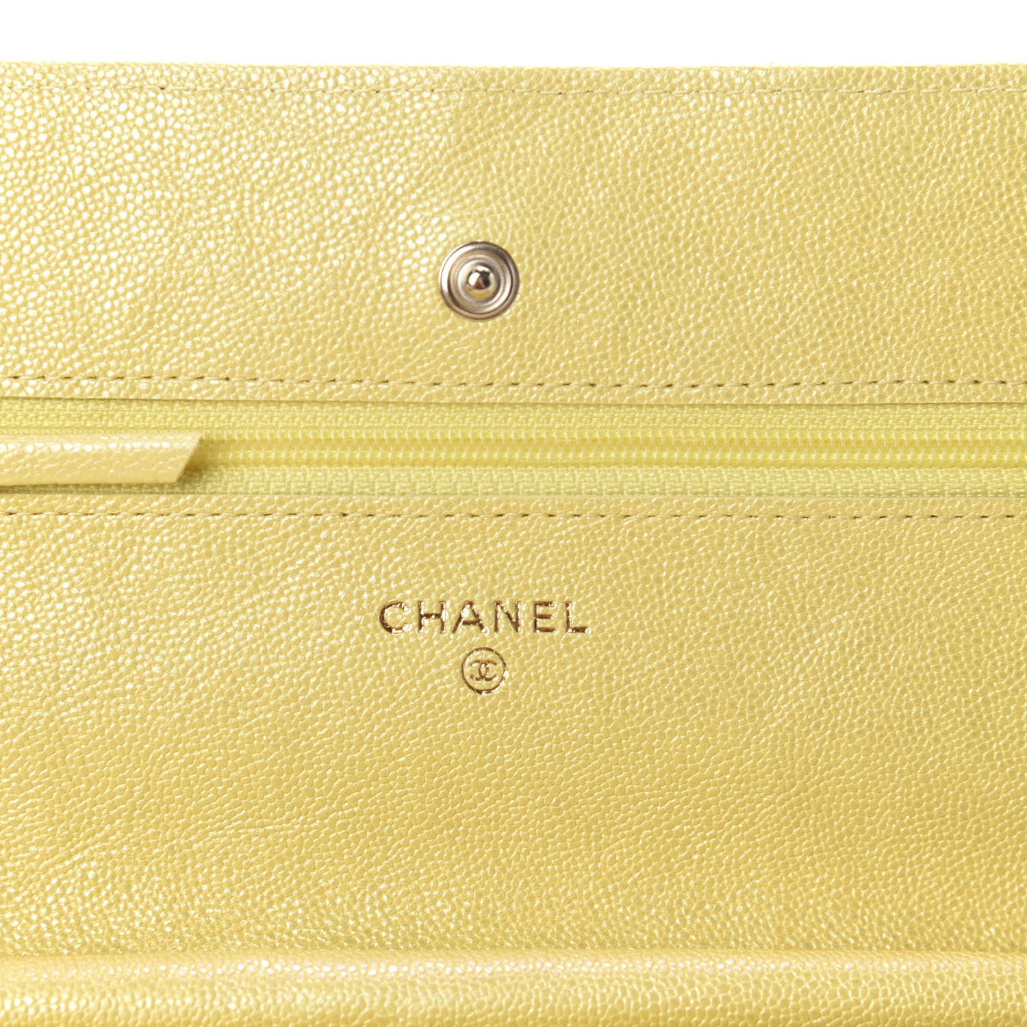Chanel Iridescent Caviar Quilted Wallet on Chain WOC Yellow 8 of 12