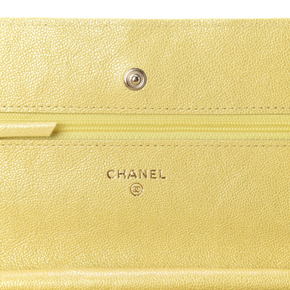 Chanel Iridescent Caviar Quilted Wallet on Chain WOC Yellow 8 of 12
