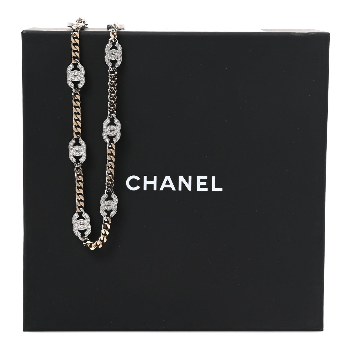Crystal Chain CC Link Necklace Gold Silver