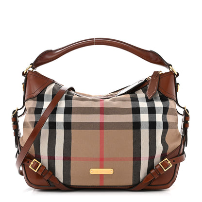 Burberry House Check Bridle Calfskin Small Ledbury Hobo Dark Tan 1 of 12
