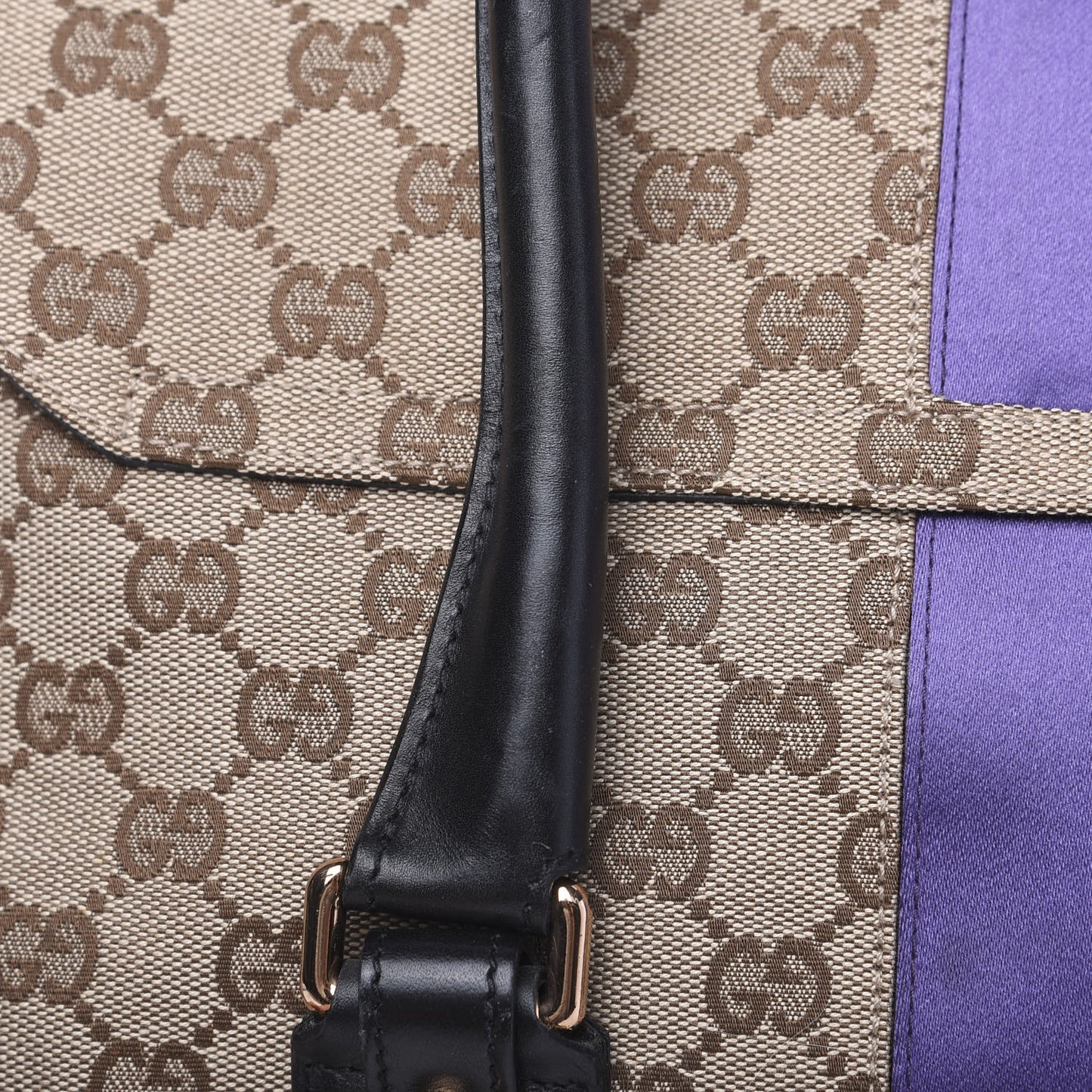 Monogram Horsebit Web Flap Bag Brown Purple