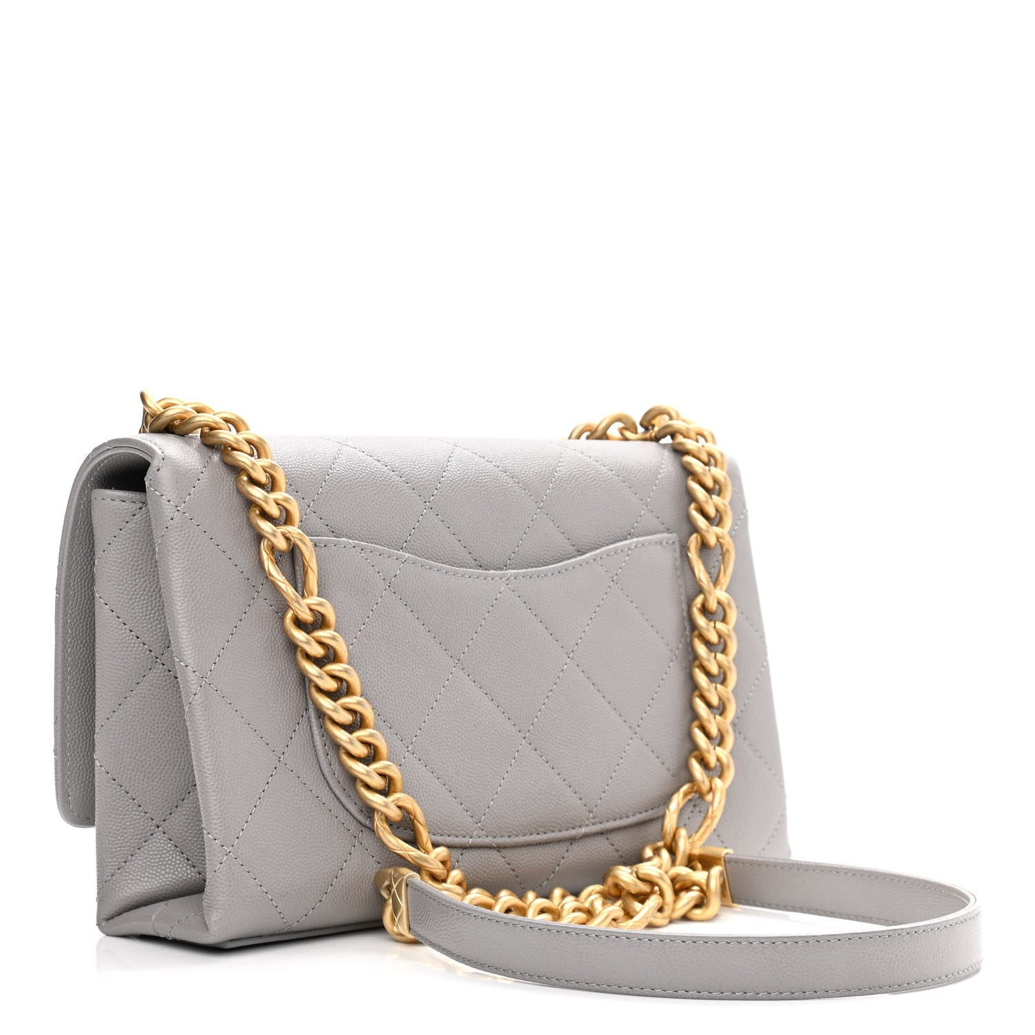 Chanel Caviar Quilted Bracelet On Chain Flap Grey 3 of 11