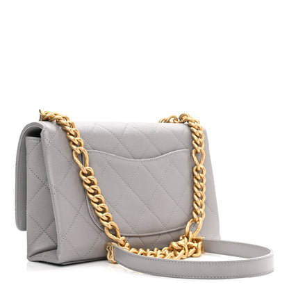 Chanel Caviar Quilted Bracelet On Chain Flap Grey 3 of 11