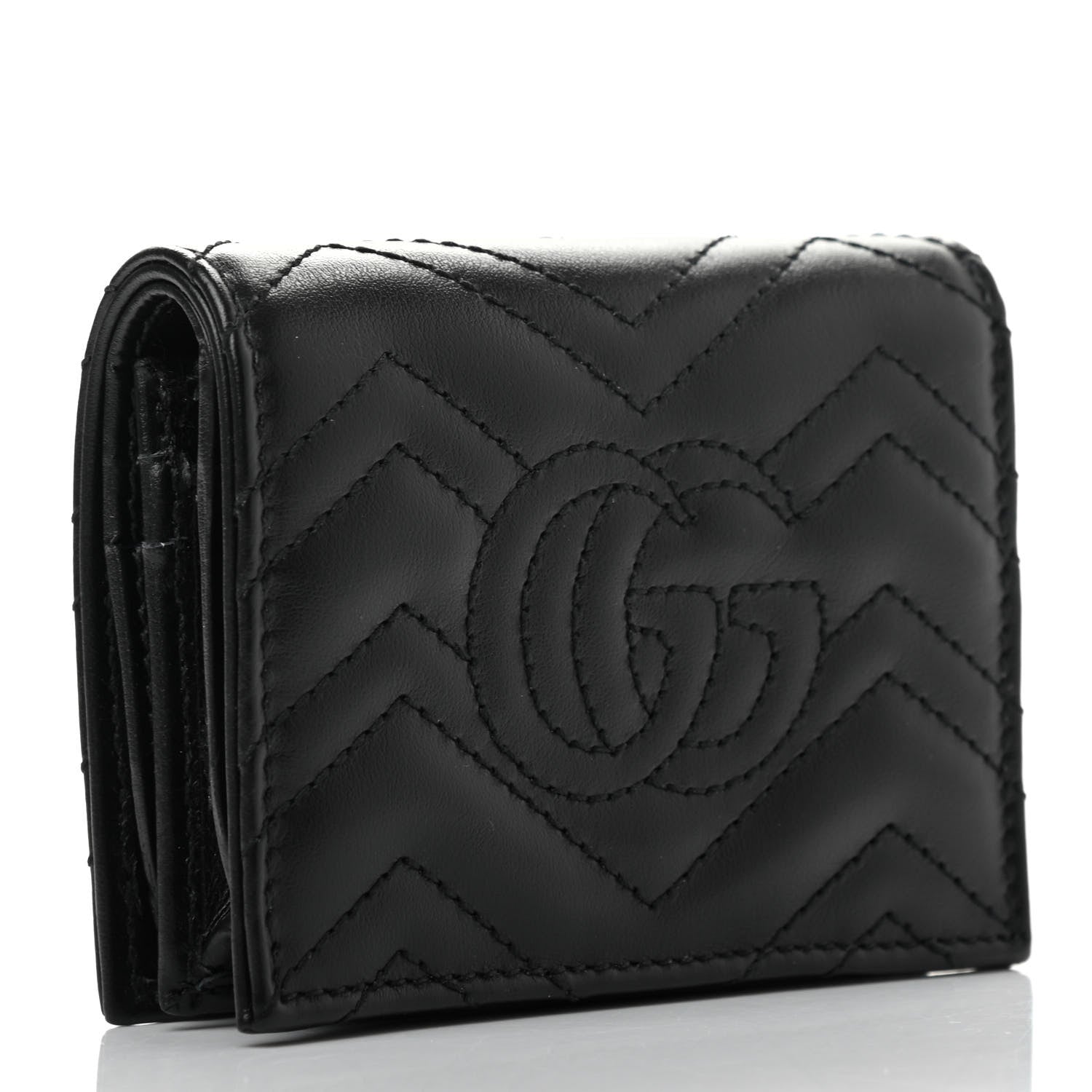 Gucci Calfskin Matelasse GG Marmont Card Case Wallet Black 3 of 7
