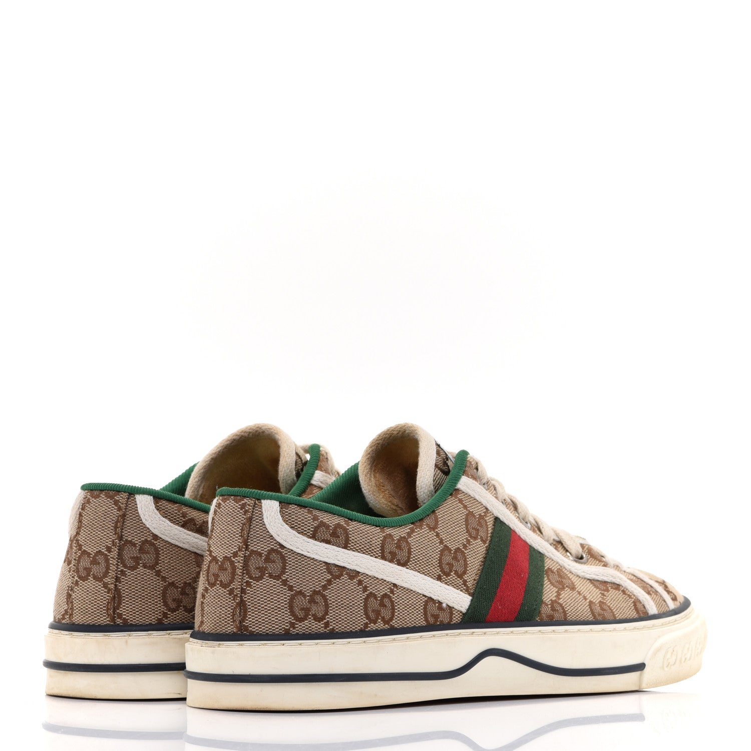 Gucci GG Monogram Web Womens 1977 Tennis Sneakers 39 Beige Ebony Mystic White 4 of 11