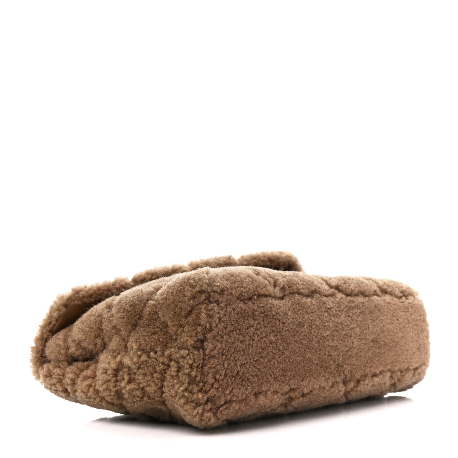Saint Laurent Shearling Lambskin Quilted Sade Puffer Envelope Clutch Natural Brown 4 of 12
