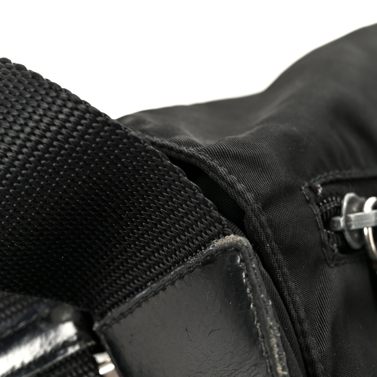 Tessuto Nylon Saffiano Double Buckle Messenger Shoulder Bag Black