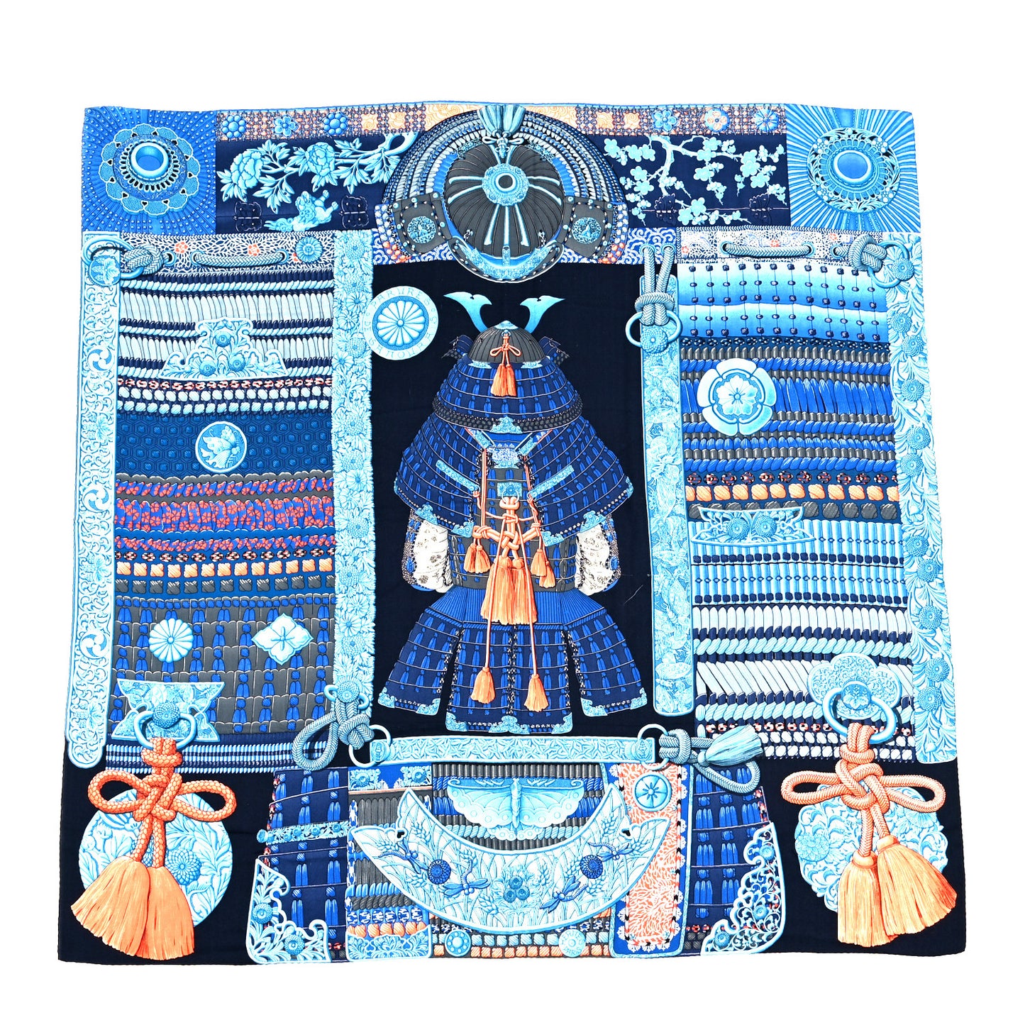 Cashmere Silk Parures De Samourais Shawl 140 Caban Bleu Ciel Saumon