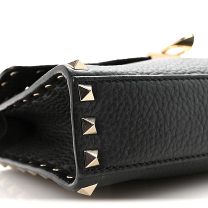 Valentino Garavani Pebbled Calfskin Medium Rockstud Flip Lock Crossbody Bag Black 8 of 9
