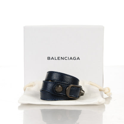 Balenciaga Agneau Arena Classic Hardware Triple Tour Bracelet S Bleu Obscur 6 of 6