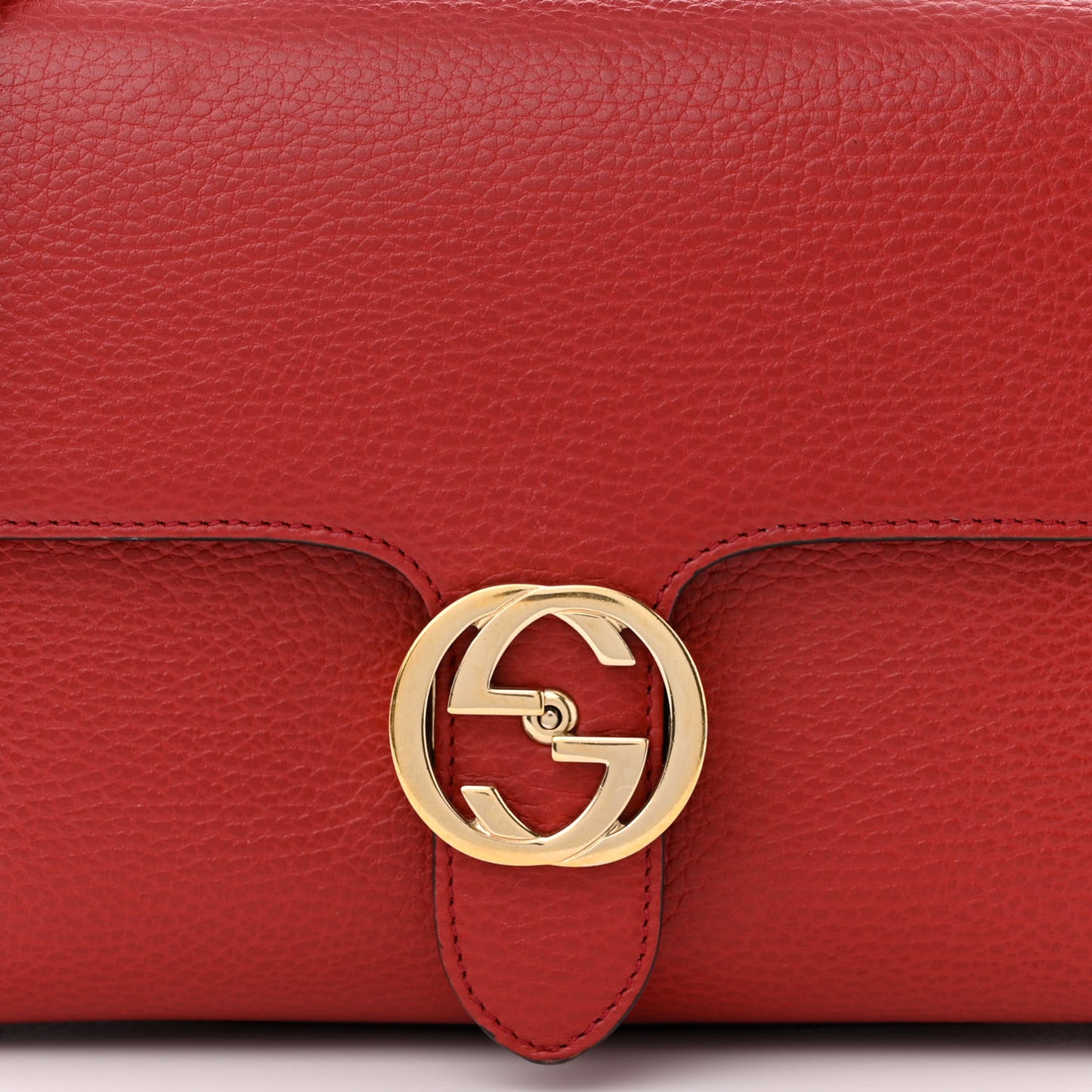 Dollar Calfskin Interlocking G Top Handle Shoulder Bag Red