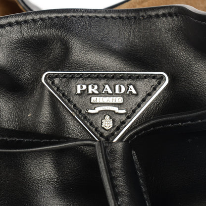 Prada Soft Calf Bucket Bag Black Cammello 7 of 9