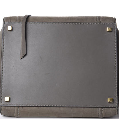 Celine Crocodile Embossed Nubuck Medium Phantom Luggage Grey 14 of 15