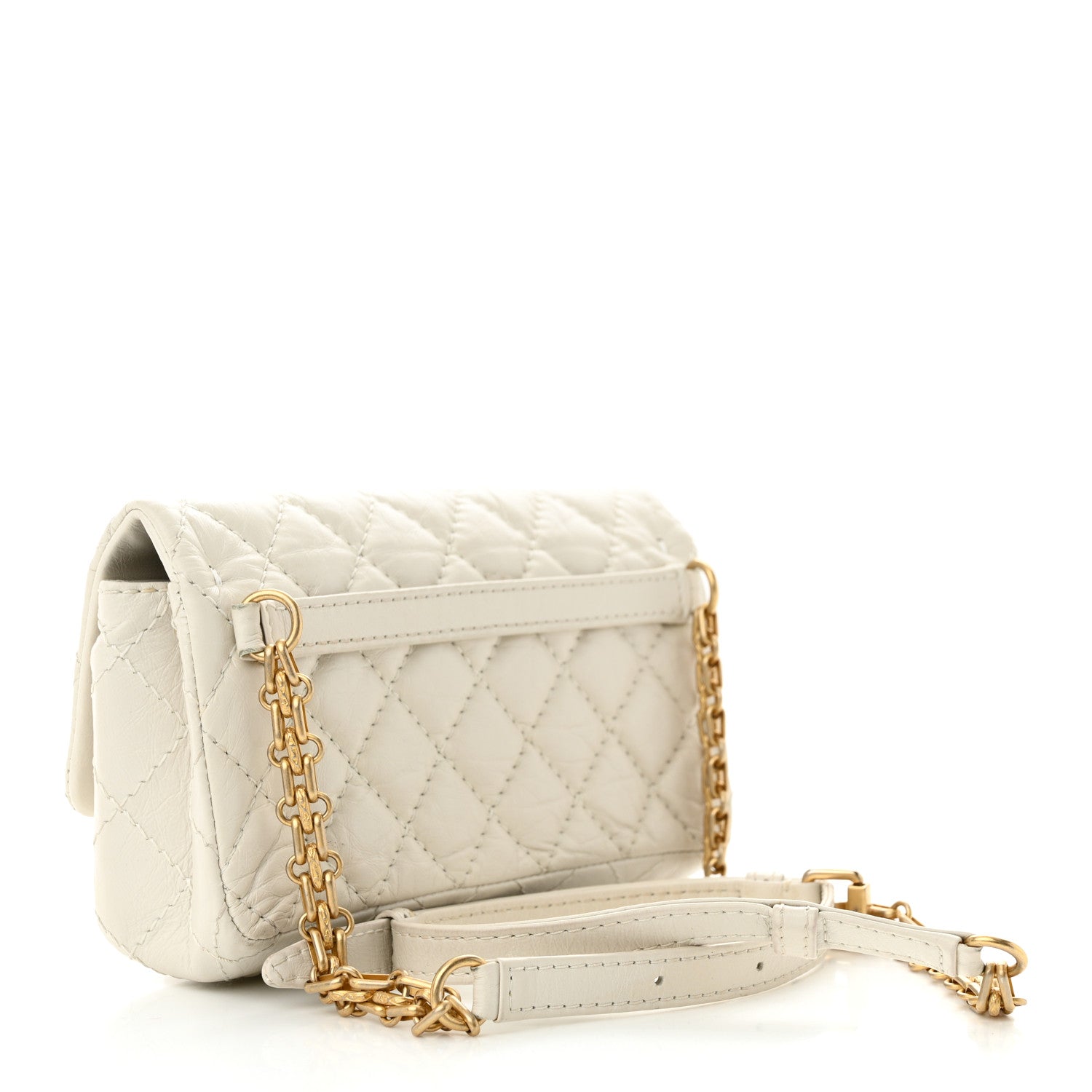 Chanel Aged Calfskin Quilted 2.55 Reissue Chain Waist Bag White 3 of 11