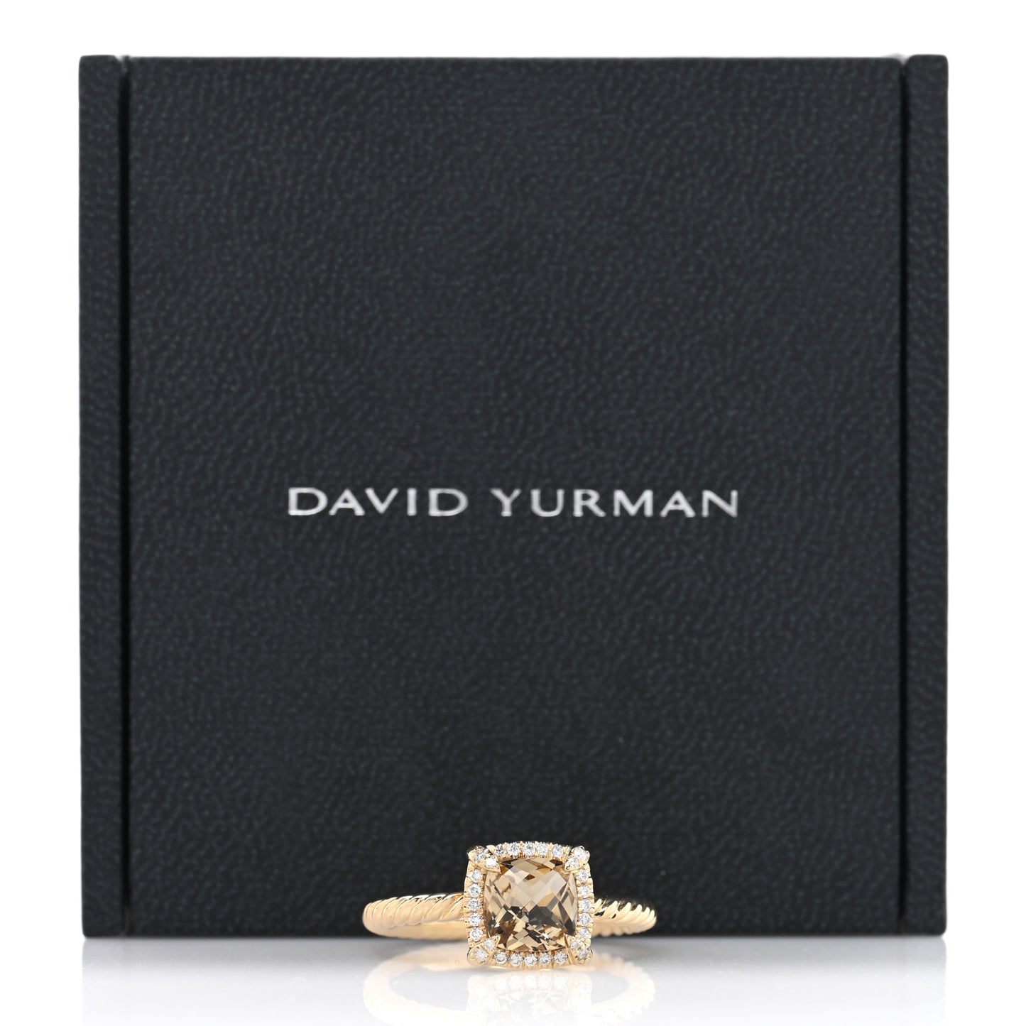 18K Yellow Gold Diamond Citrine 7mm Petite Chatelaine Pave Bezel Ring 56 7.5