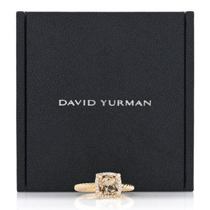 David Yurman 18K Yellow Gold Diamond Citrine 7mm Petite Chatelaine Pave Bezel Ring 56 7.5 5 of 5