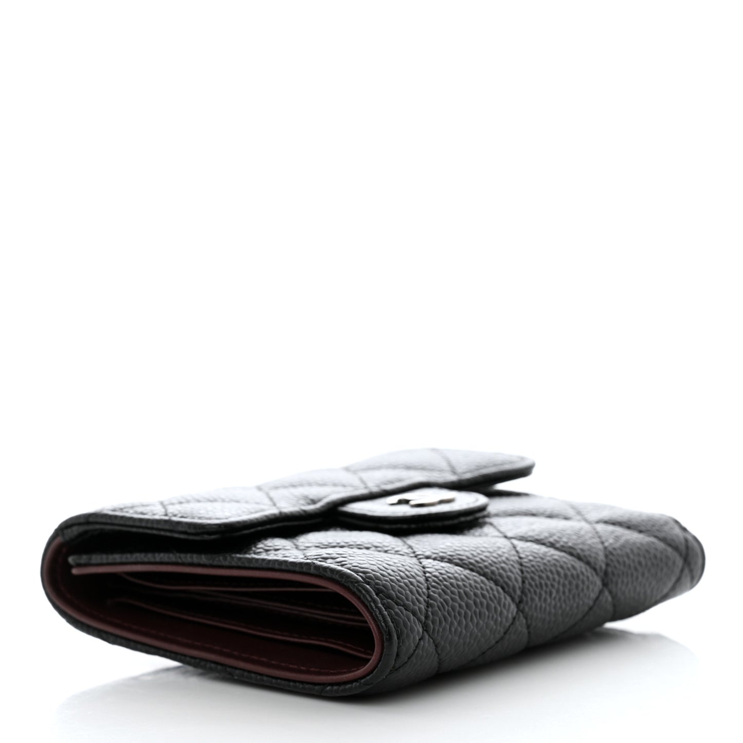 Caviar Quilted Compact Flap Wallet Black