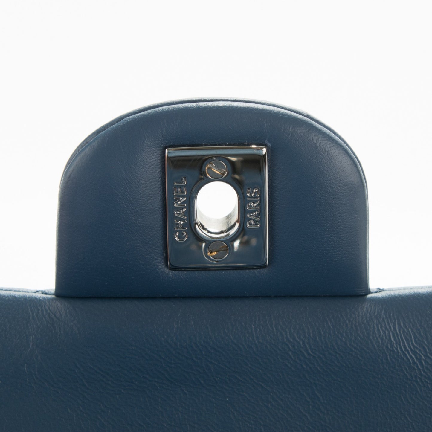 Lambskin Quilted Medium Double Flap Dark Blue